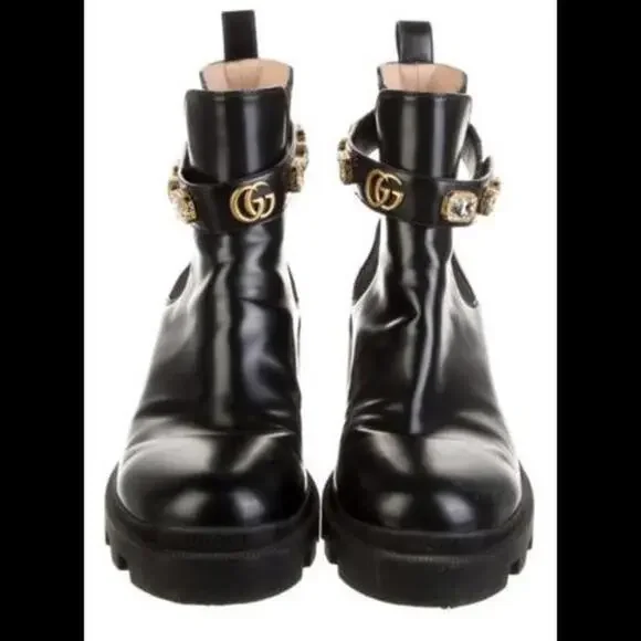 Gucci Leather Chelsea Boots with Double G Logo & Jewel Strap – US11 / IT41 - Picture 3 of 5